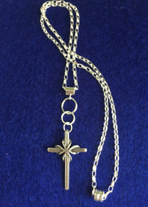 Holy Trinity & Cross Necklace on an 18" Long Rolo Chain