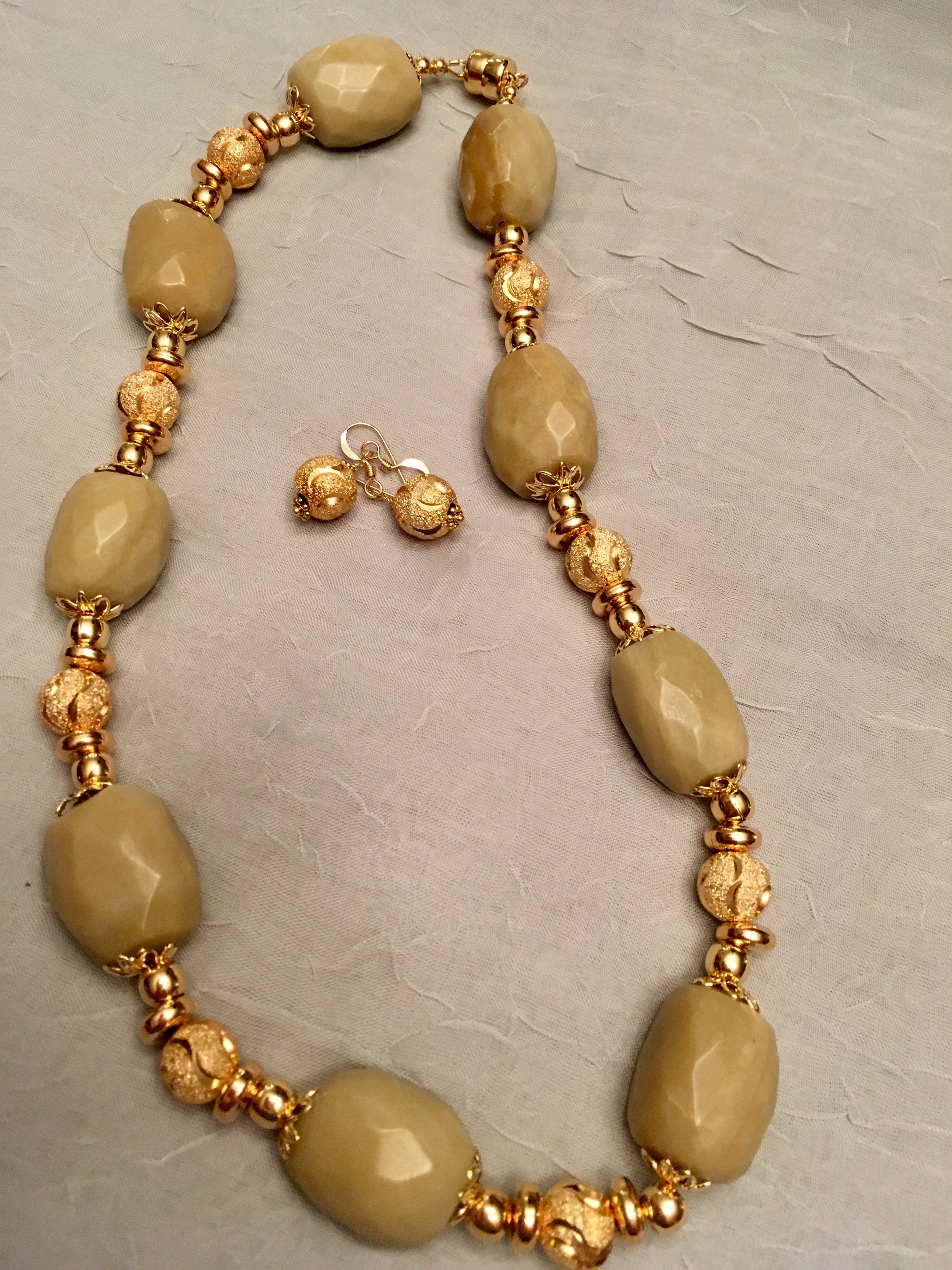 Olive New Jade, 22 Kt. Plated Gold.  19