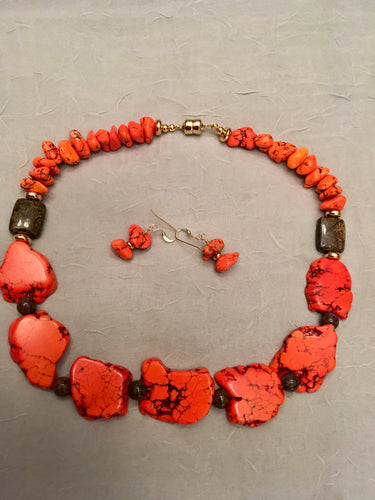 Orange Magnesite, Plated Gold.  18