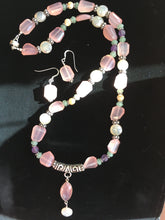Load image into Gallery viewer, Pink &amp; White Chalcedony, Amethyst, Green Adventurine, MOP, Oval Pink Drop,  22&quot;
