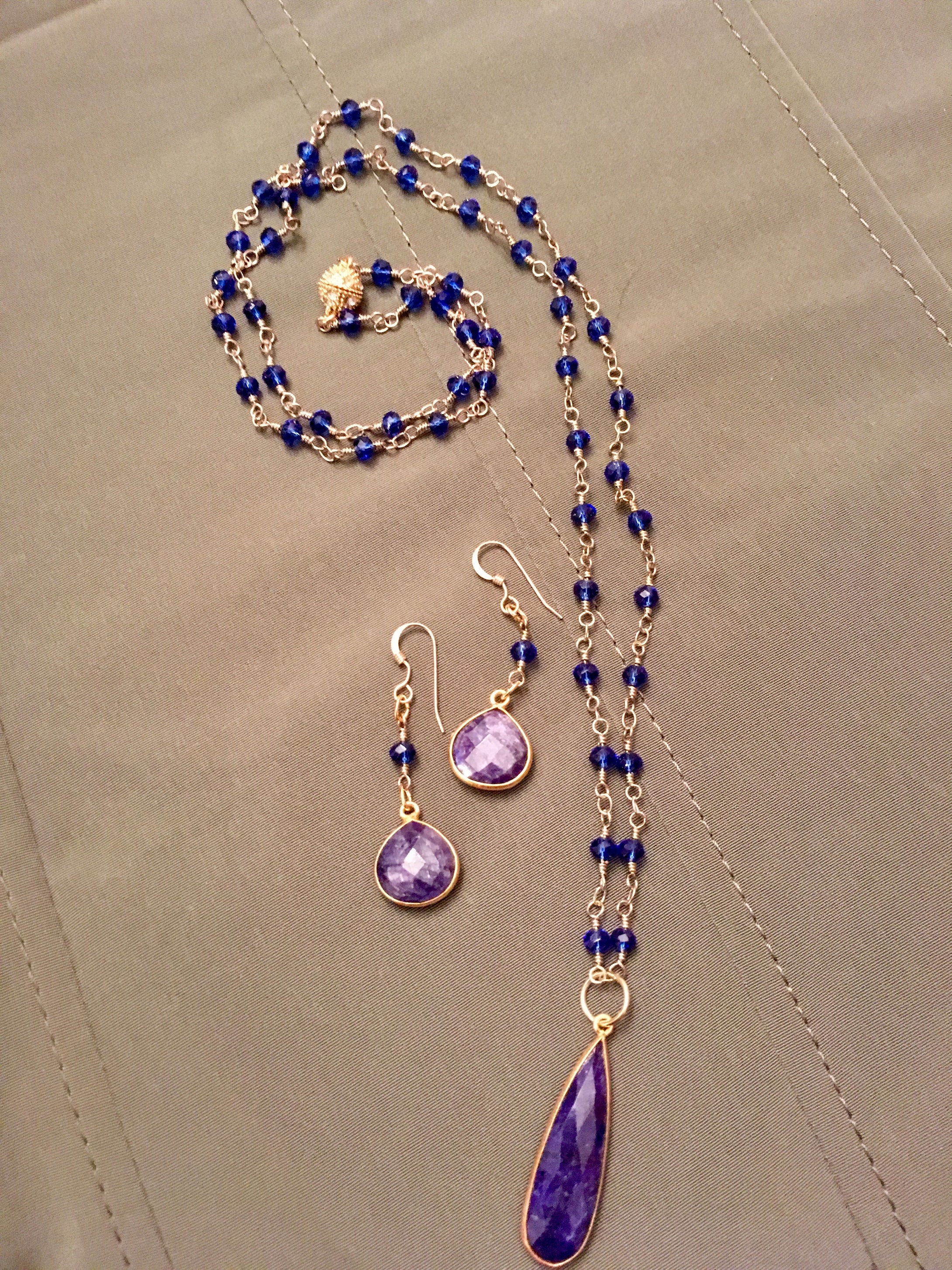 Sapphire Gold Plated Chain & Sapphire Pendant.  29